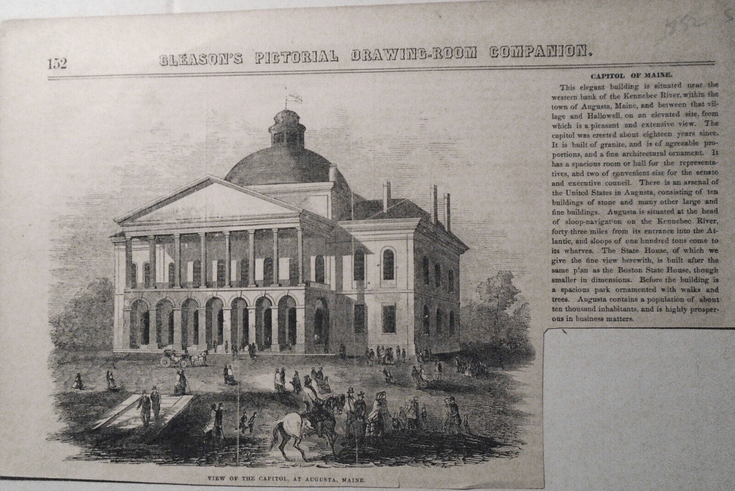 View Of The Capitol, At Augusta, Maine - Gleason's Pictorial 1852