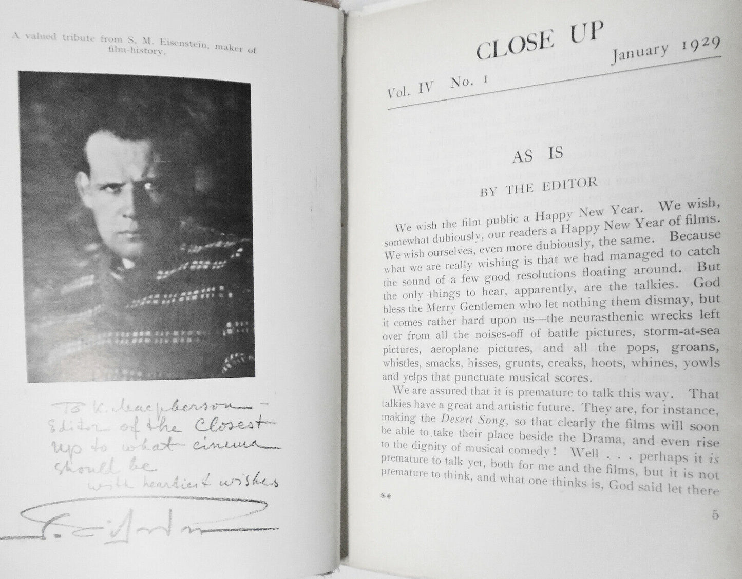 CLOSE UP,  Vol. 4 - Jan - June, 1929. Bound volume of 6 issues. Film magazine