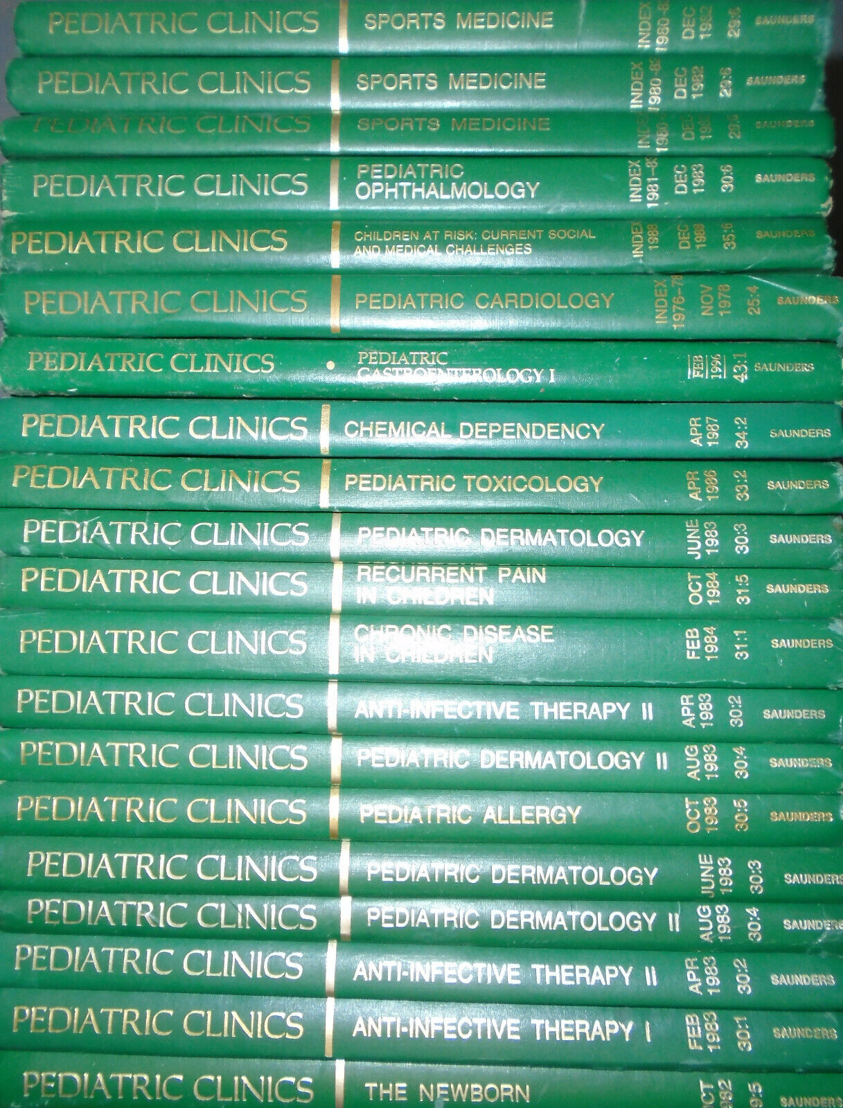 Pediatric Clinics of North America - 41 Hardcover books lot. 1979-1996