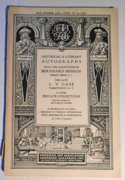 Historical & literary autographs - Bernhard Benson collection, etc - 1938