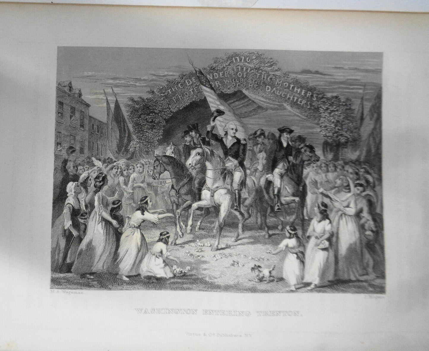 1860 Washington entering Trenton -  J. Rogers after M.A. Wageman original print