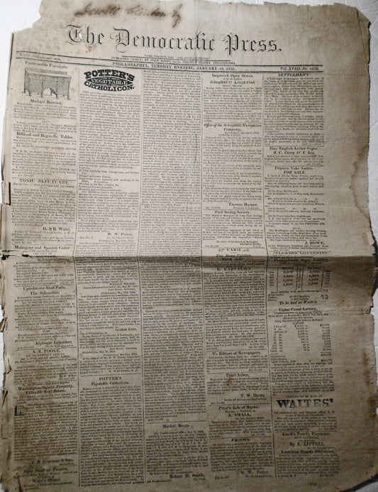 The Democratic Press,  January 18, 1825. Coal supply; Jefferson's 36 ballots etc