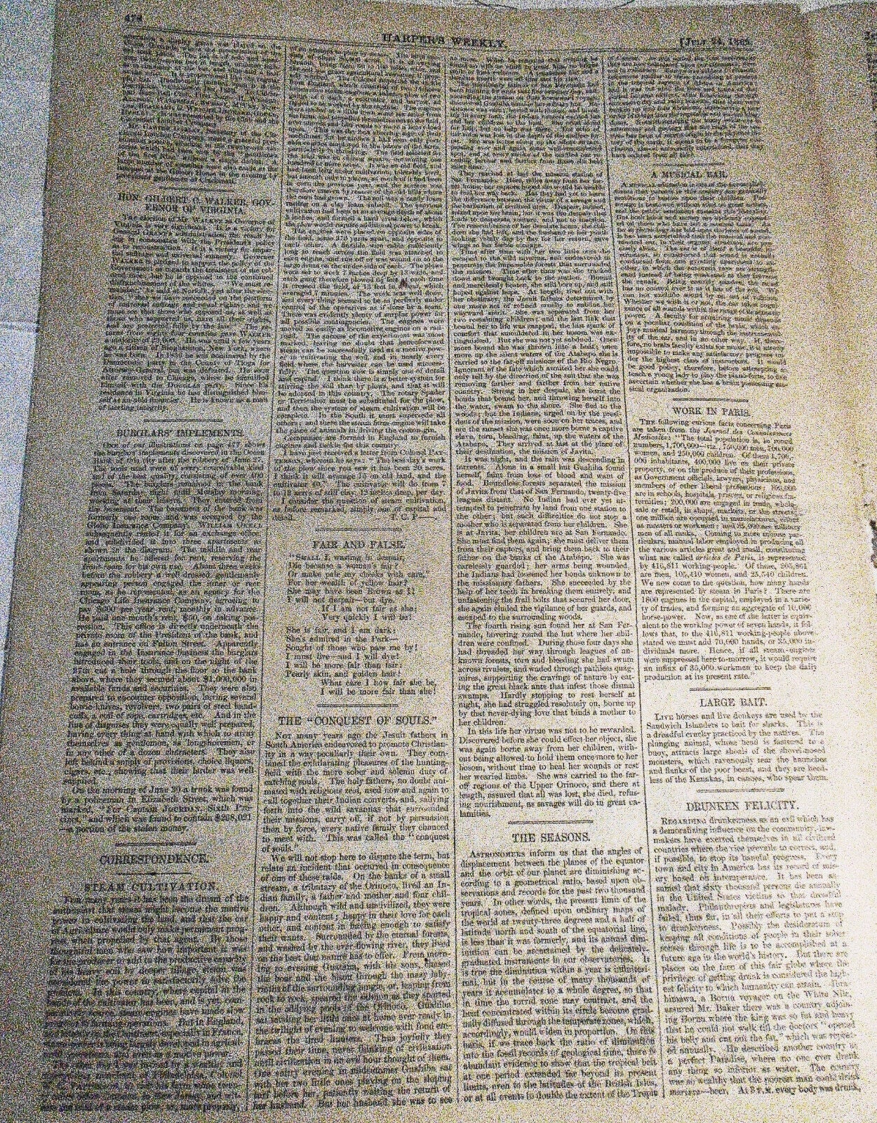 [Baseball] Cincinnati Red Stockings. Champion Bat. Harper's Weekly July 24, 1869
