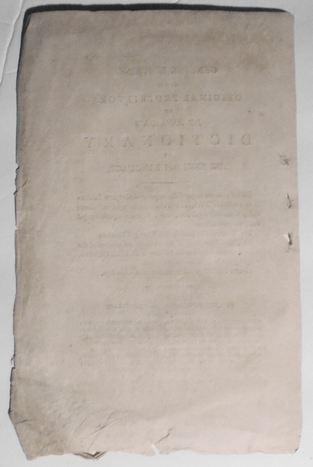 1804 Publisher's Prospectus for Dr. Johnson's Dictionary.