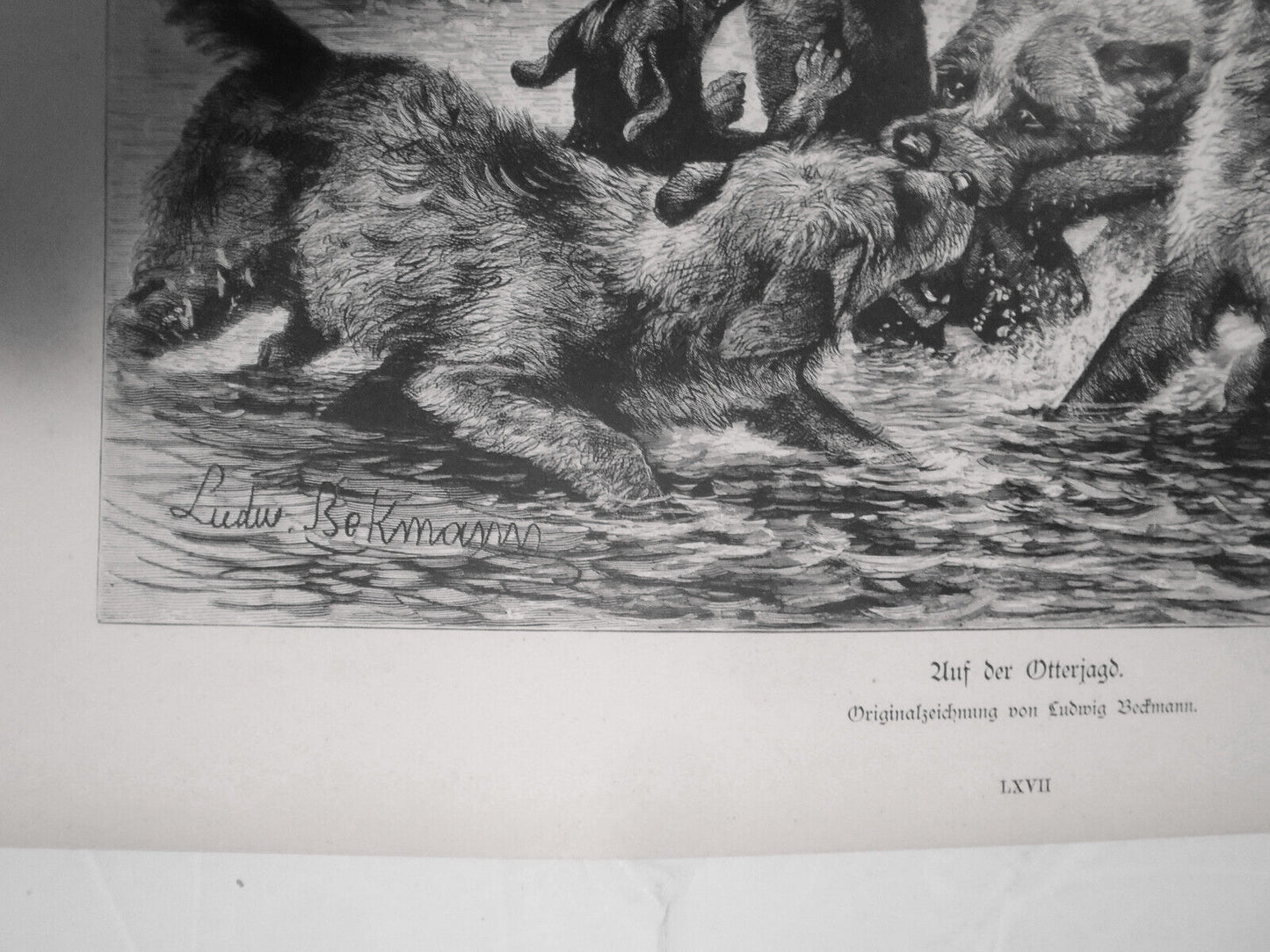 1884 Auf der Otterjagd, by Ludwig Beckmann - Original