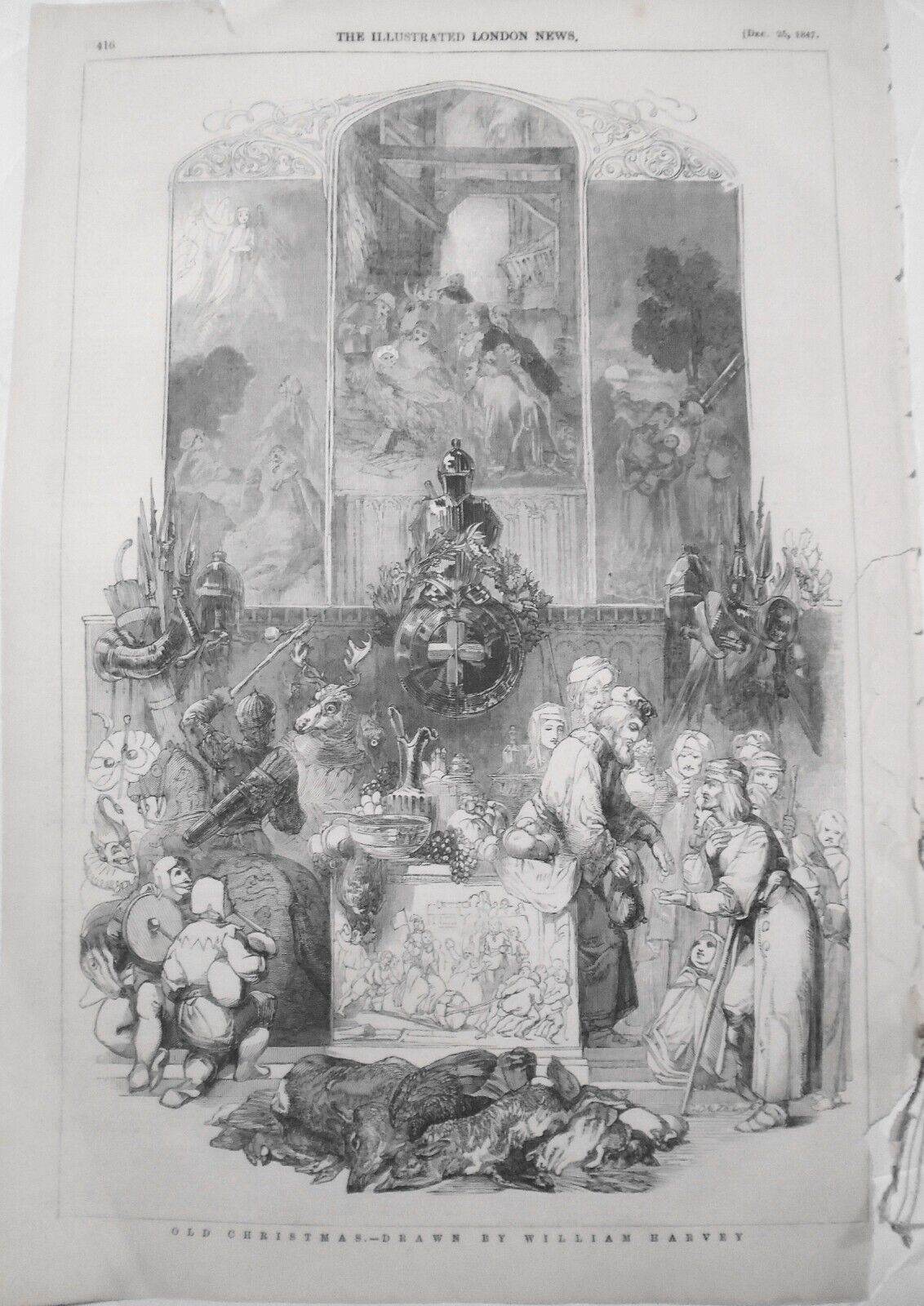 1847 Old Christmas, drawn by William Harvey.  Original print.