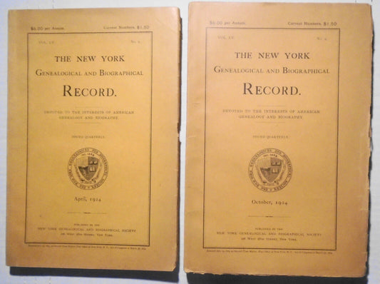 [Henry James] New York Genealogical & Biographical Record Apr1l & October 1924.