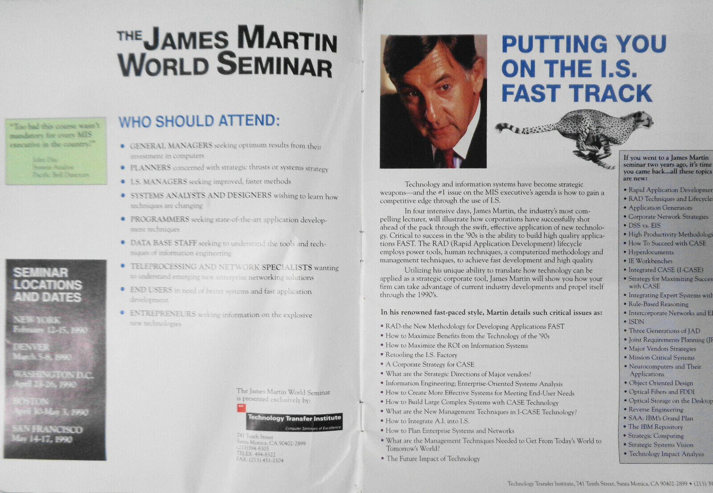 The James Martin World Seminar - Program for February - June 1990