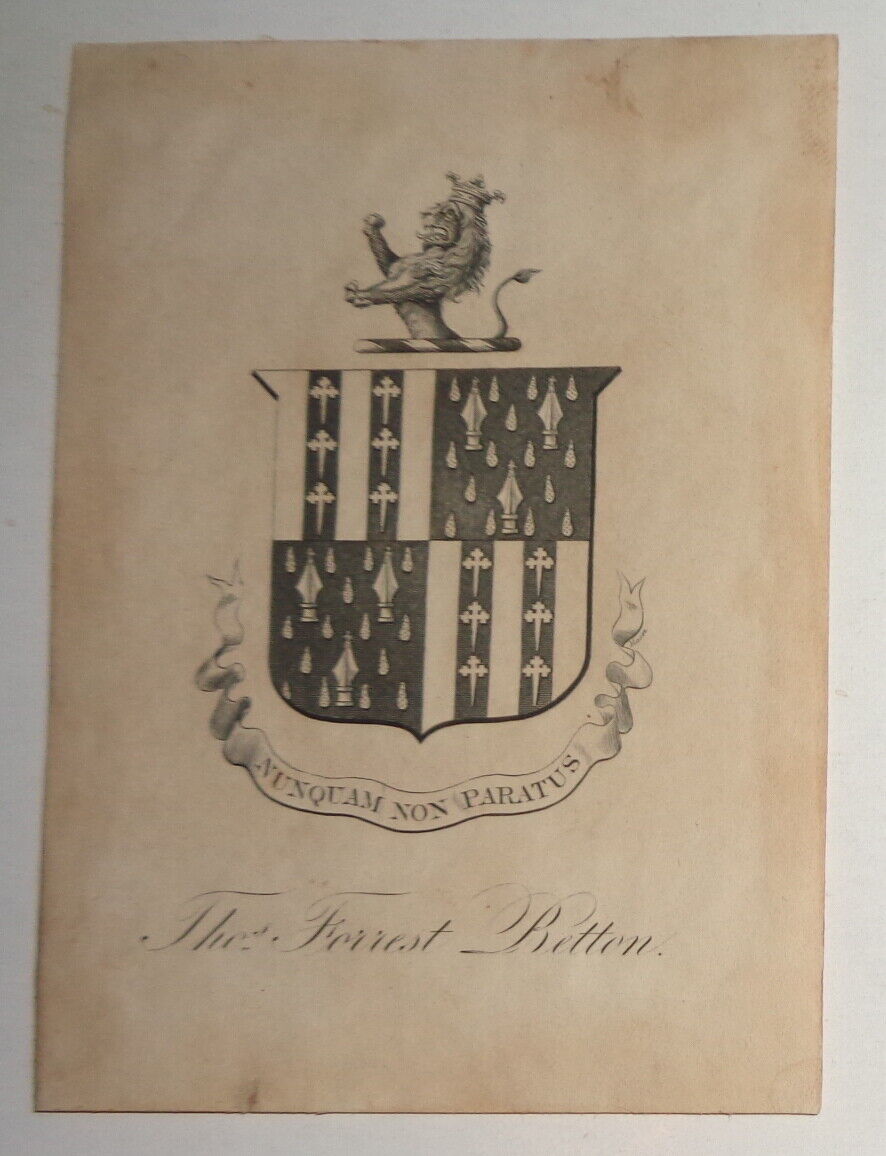 Thomas Forrest Betton, armorial Ex Libris Bookplate