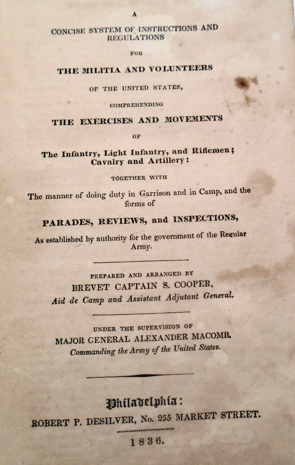 1836 Concise System of Instructions and Regulations for the Militia and Voluntee