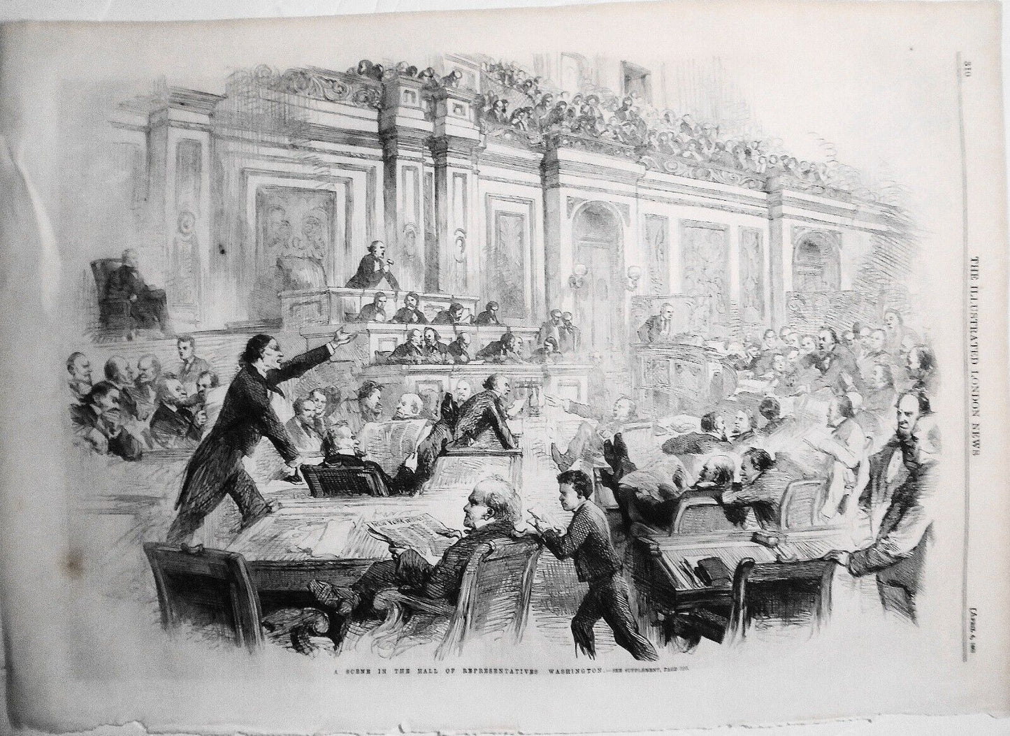 1861 Scene in Hall of Representatives,  Washington - Original print.