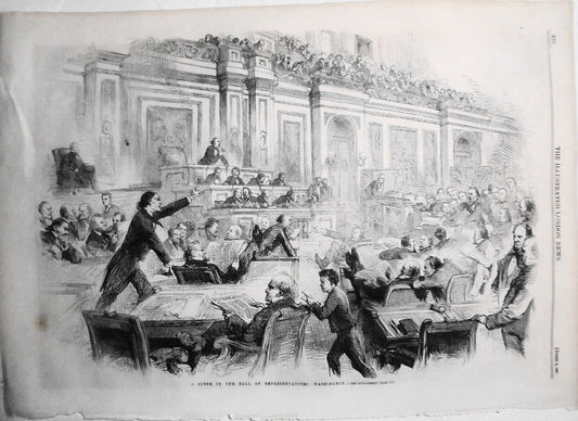 1861 Scene in Hall of Representatives,  Washington - Original print.