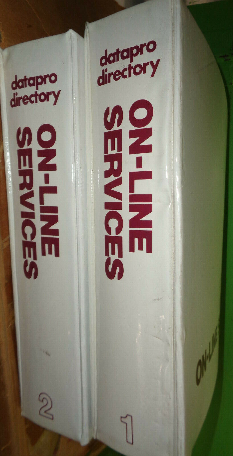 Datapro directory of on-line services. 1985. 2 Volumes Set. Fine.