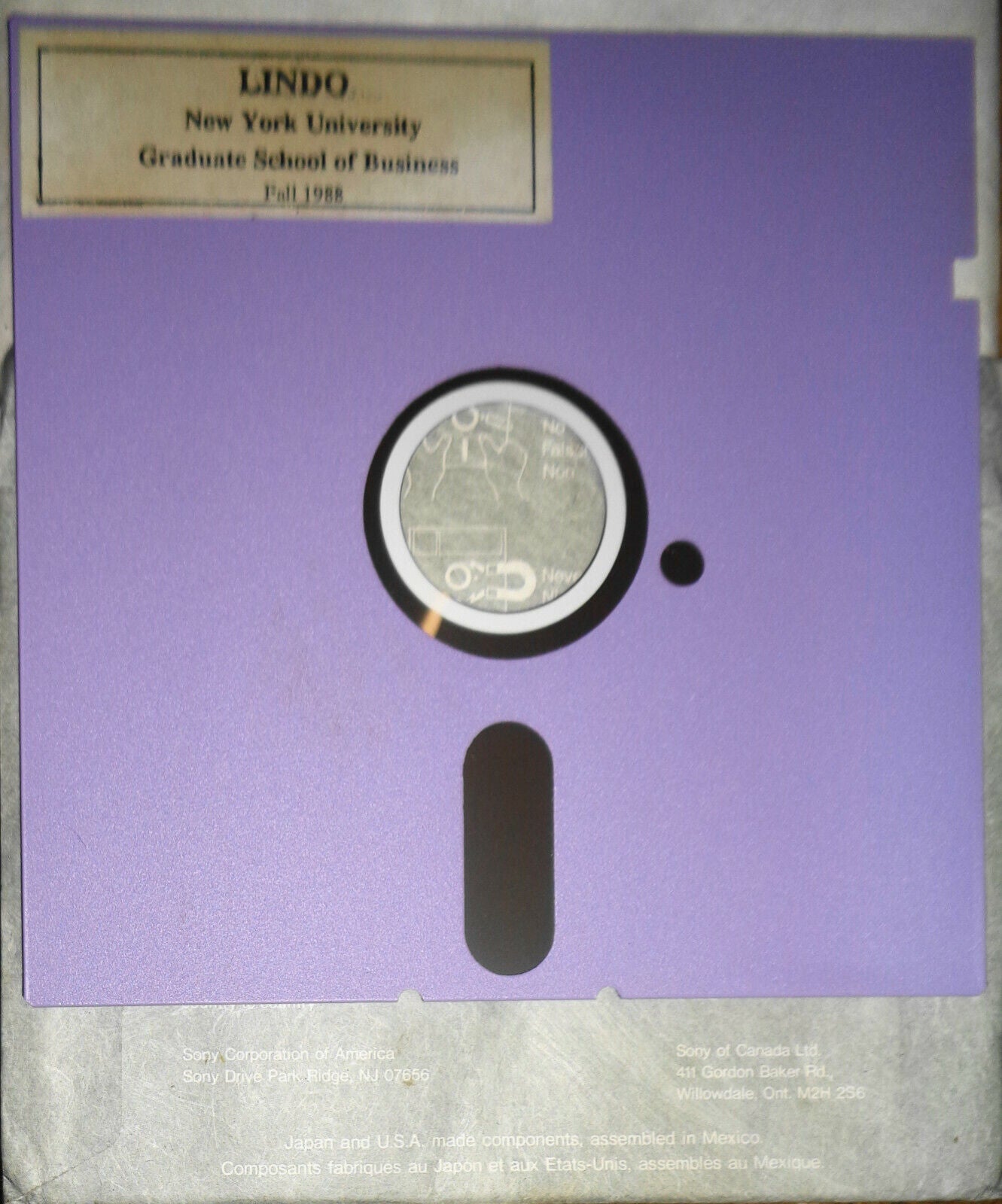 LINDO - NYU Graduate School of Business, 1988. 5.25" disk