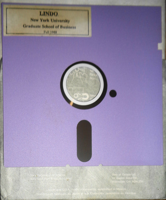 LINDO - NYU Graduate School of Business, 1988. 5.25" disk