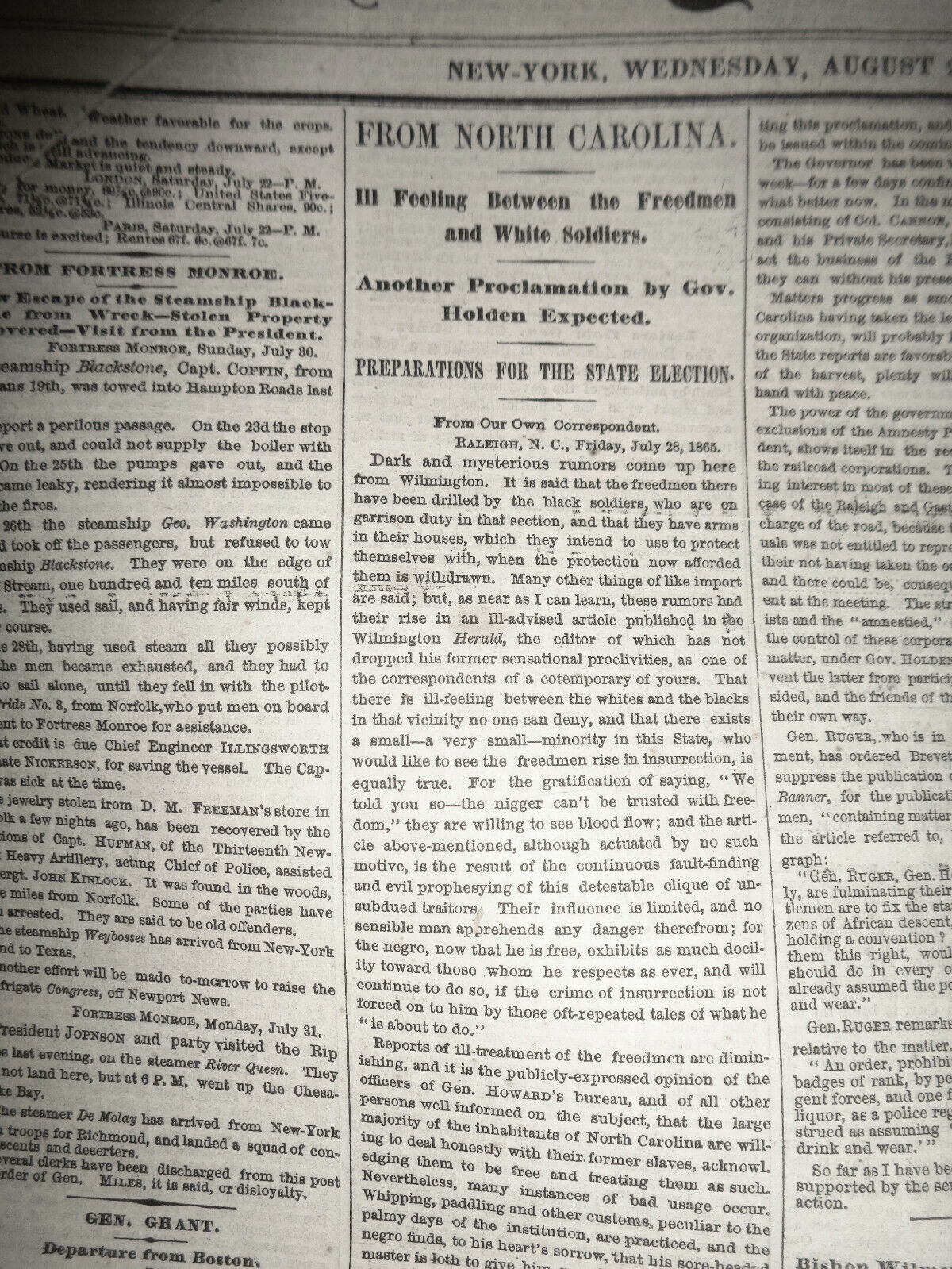 THE NEW YORK TIMES. AUG 2, 1865 - EMANCIPATION JUBILEE IN BROOKLYN; FREEDMEN ...