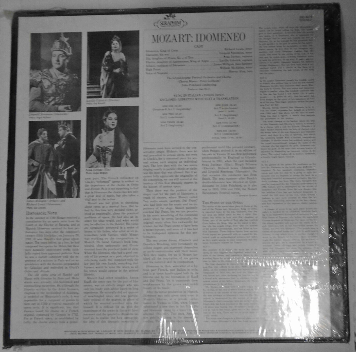 Mozart: Idomeneo - 3 LP Set, SEALED; Richard Lewis, Sena Jurinac, Glyndebourne..