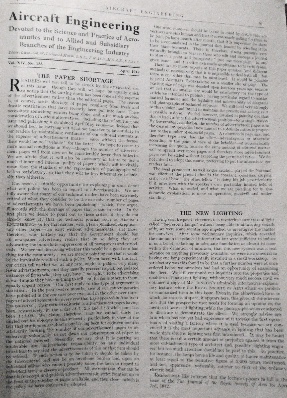 1942 Aircraft Engineering magazine - six issues - April to November