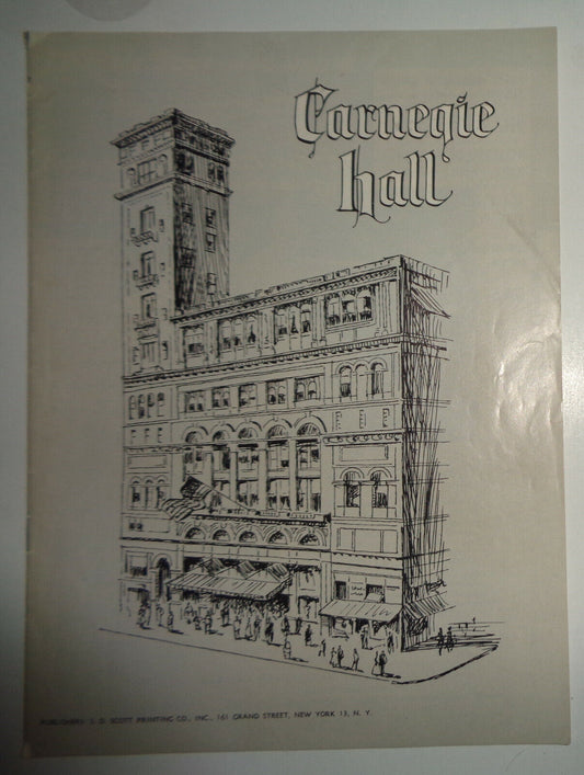 LILI CHOOKASIAN, CONTRALTO NEW YORK PHILHARMONIC PROGRAM, CARNEGIE HALL, 1961.