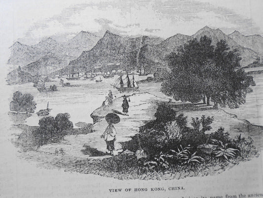 View Of Hong Kong, China - Gleason's Pictorial 1852 Story & Print