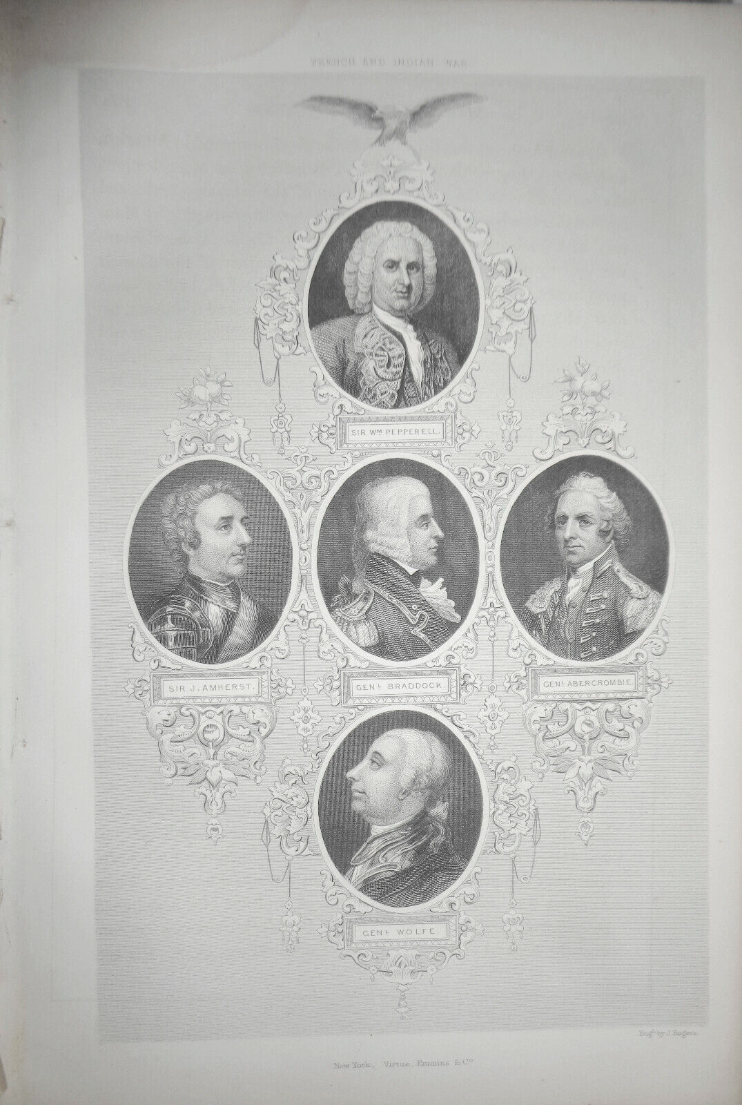 1860 Portraits of Pepperrell, Amherst, Braddock, Abercrombie, Wolfe