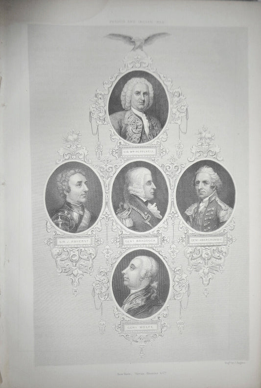 1860 Portraits of Pepperrell, Amherst, Braddock, Abercrombie, Wolfe