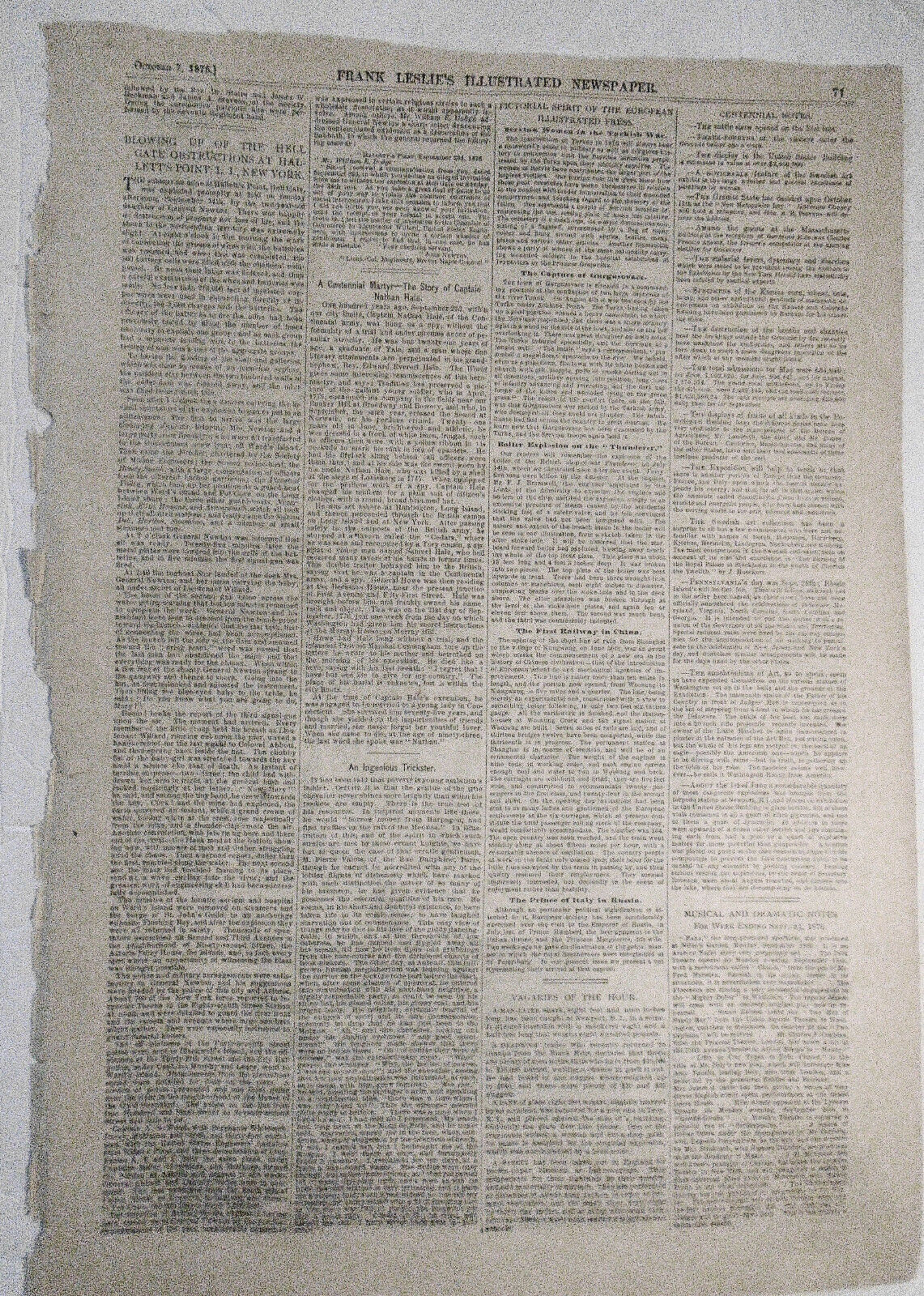 1876 New York Day at Centennial Exposition. Police review by Gov Tilden