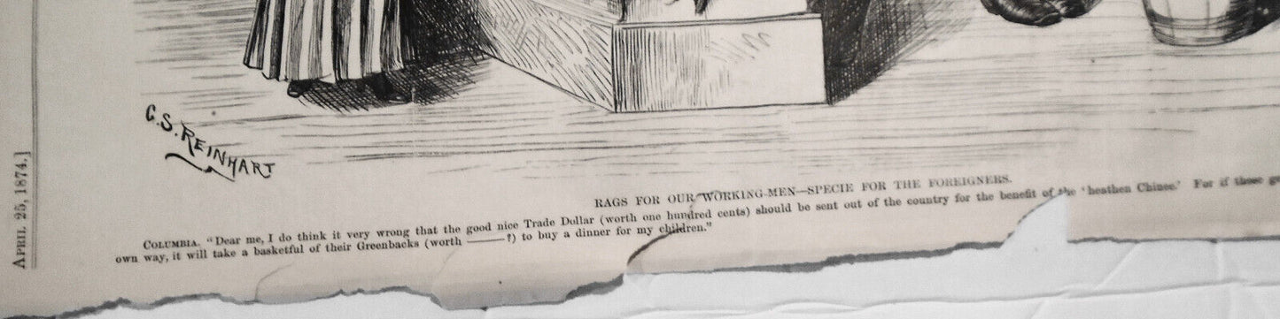 1874 [Trade dollar] Rags For Our Working-Men, Specie for the Foreigners ORIGINAL