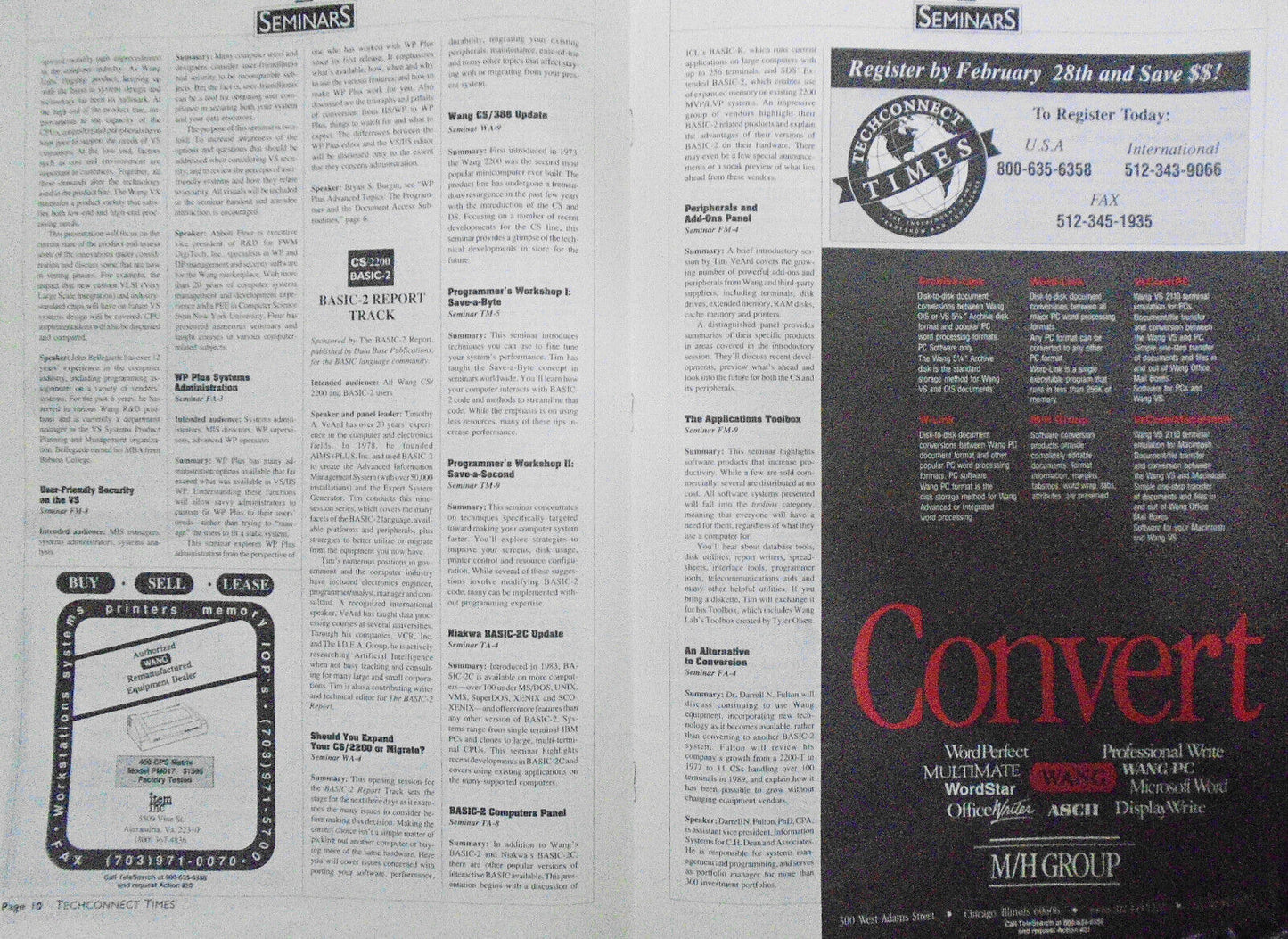 Techconnect Times - WANG Tradeshow and Conference - Program - March 14-16, 1990