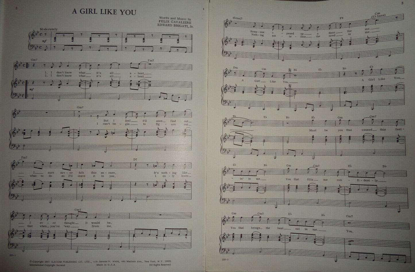 The Young Rascals : A Girl Like You, by Felix Cavaliere; Edward Brigati Jr. 1967