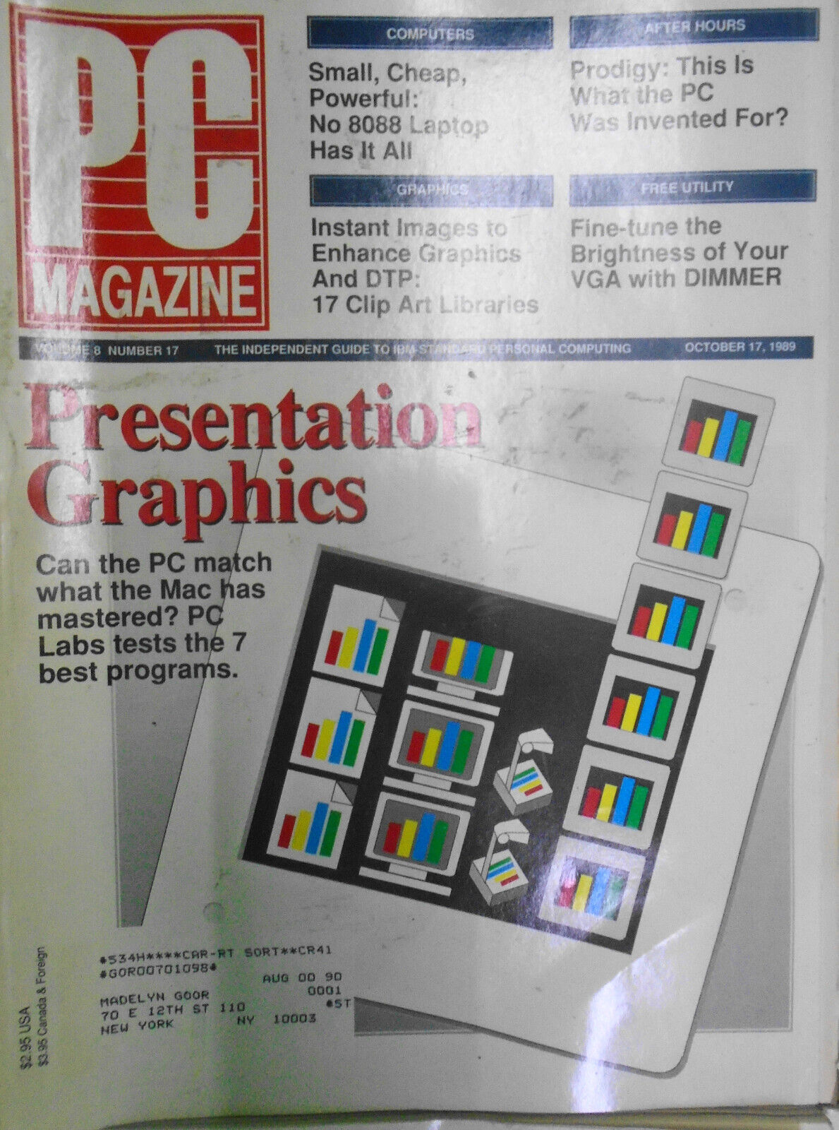 PC Magazine - 6 issues lot, 1989 - Laptops, Presentation Graphics, LANs, 386s