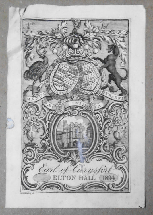 Earl Of Carysfort - Ex Libris Bookplate - by Charles William Sherborn, 1894