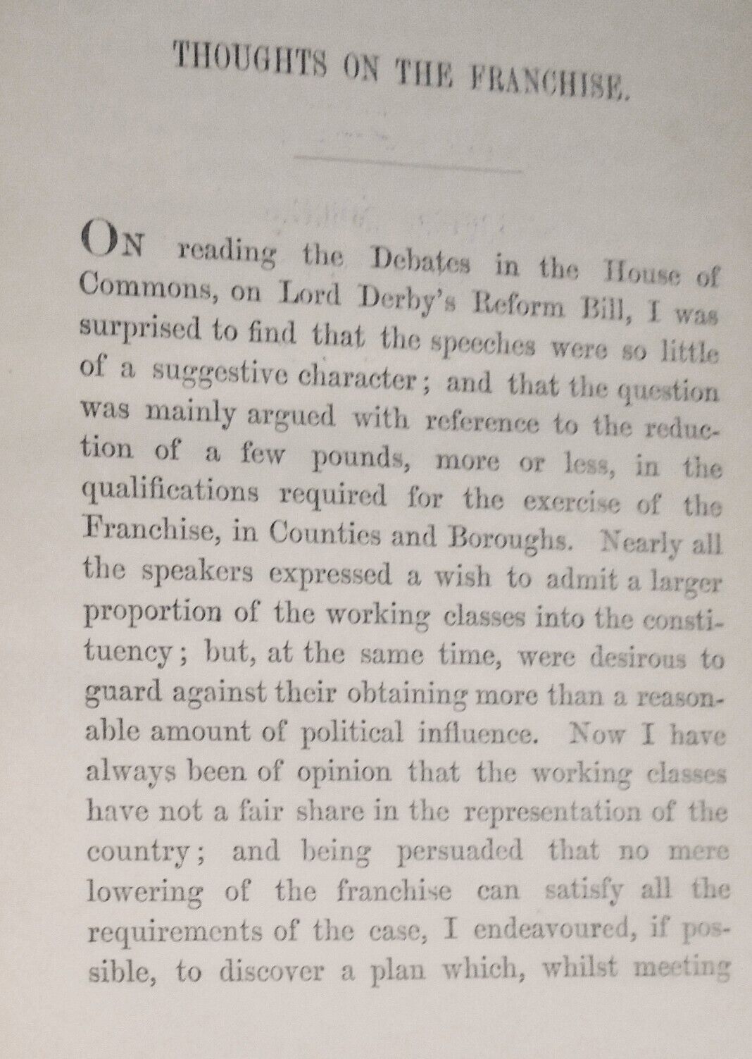 [Voting Rights] 1859 John Brooke : Thoughts on the extension of the franchise