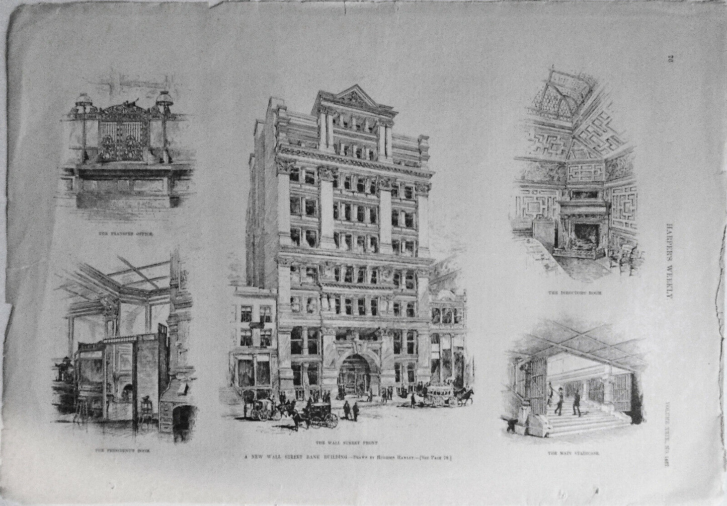 A New Wall Street Bank Building  - Harper's Weekly, January 21, 1885  Original