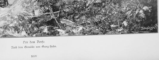 Vor Dem Dorfe, von Georg Hahn  - 1886 - Original antique print - 16 x 11 inches