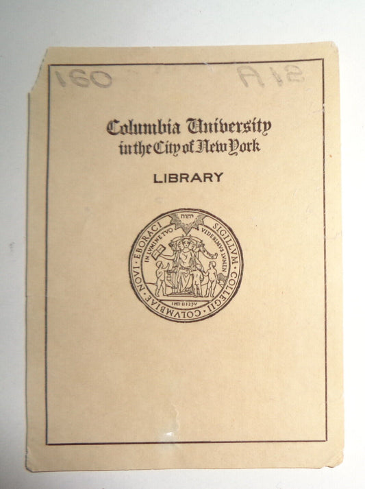 Columbia University in the City Of New York Library Bookplate - mid 1800s