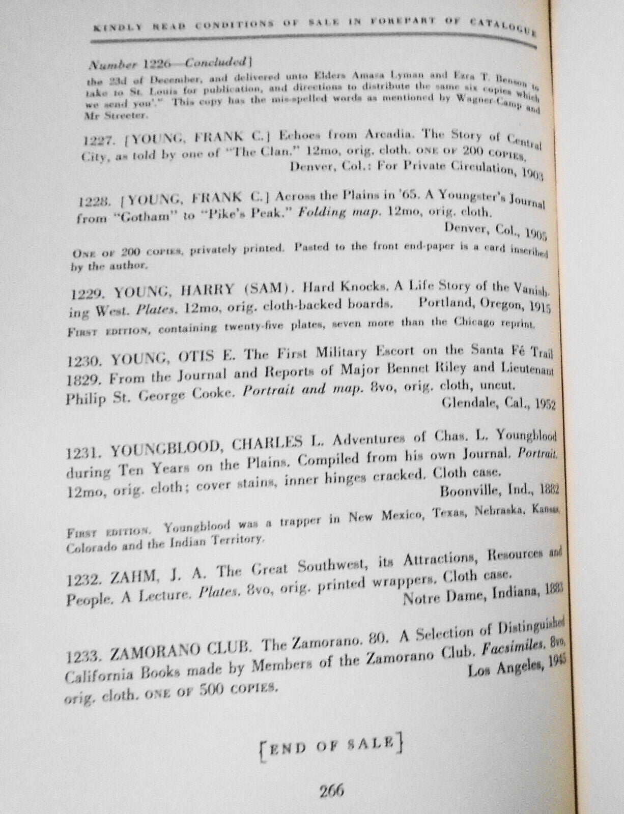 Western Americana Many Of Great Rarity - W. J. Holliday, Parke-Bernet 1954