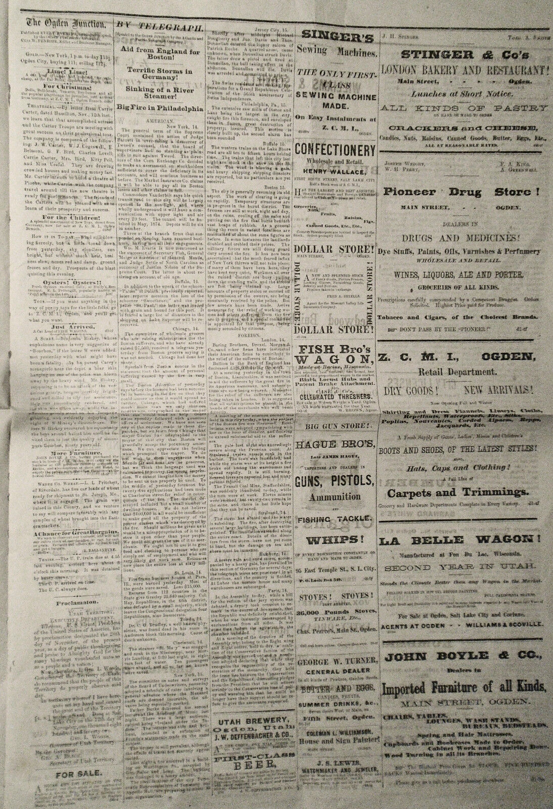 The Ogden Junction, November 15, 1872 -  Utah - Extraordinary female crime life