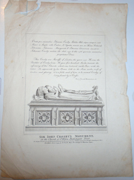 1794  Sir John Crosby's Monument, in the Church of St Helen, Bishopsgate Street