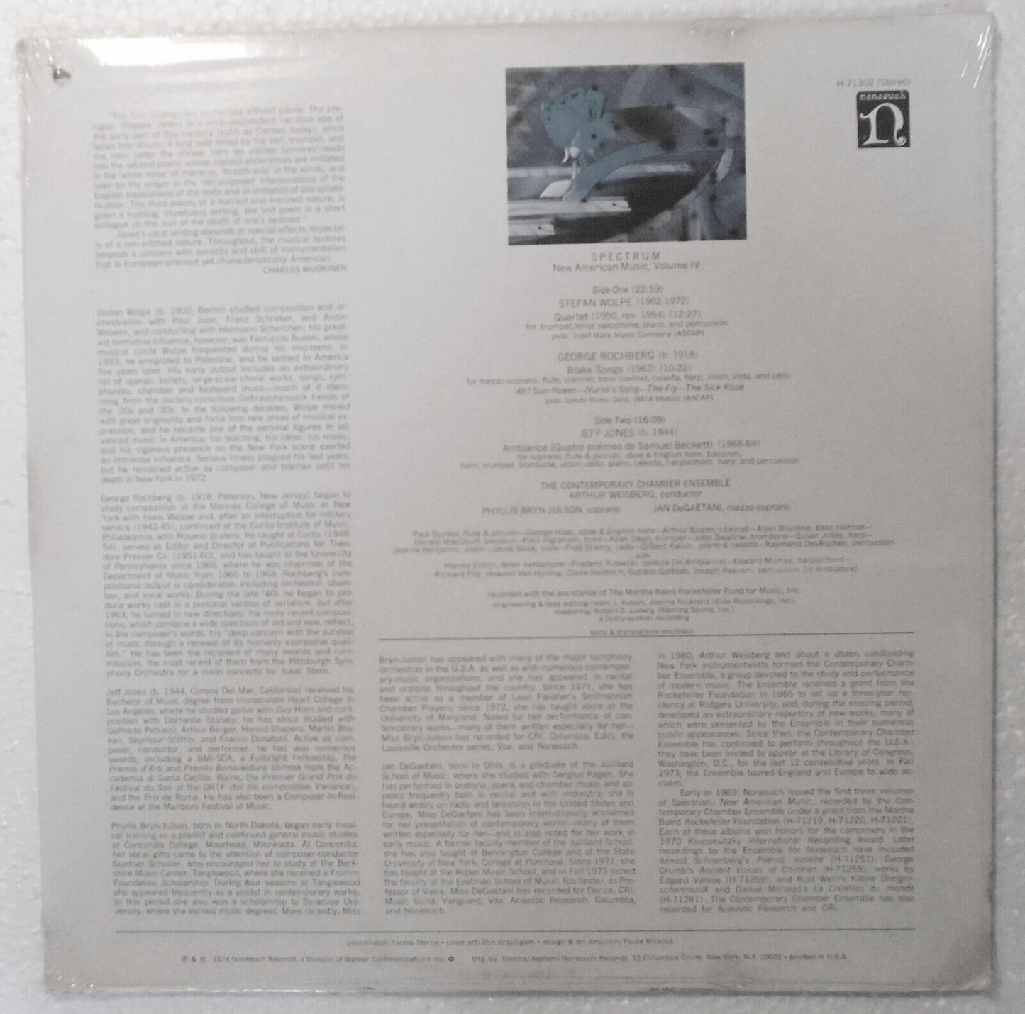 Spectrum: New American Music, Volume IV - LP **SEALED** Nonesuch H-71302 Stereo