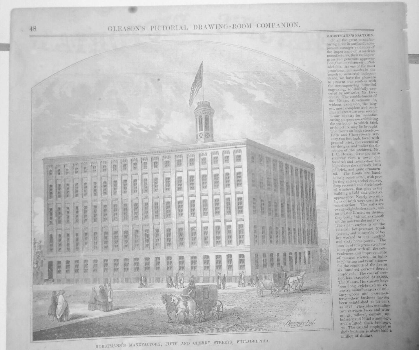 Horstmann's Manufactory & Rangoon port - 2 prints & story - Gleason's 1850s