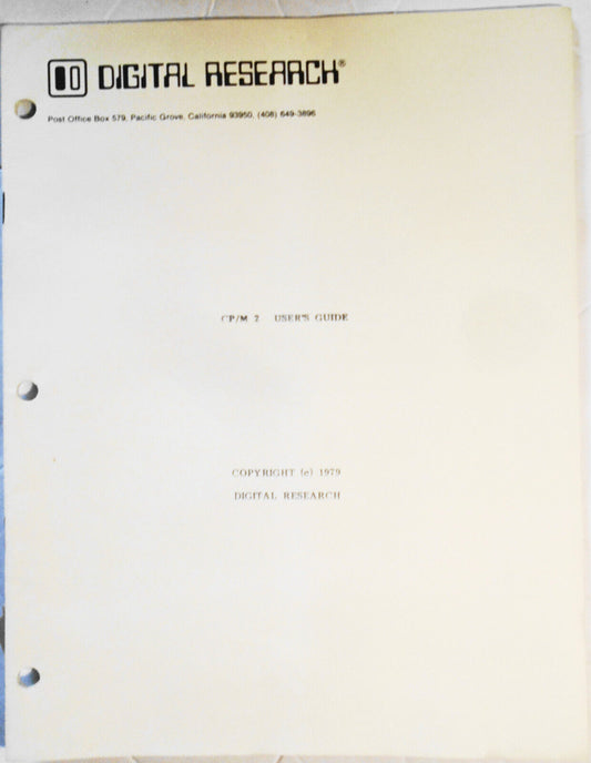 Digital Research CP/M 2 User's Guide, 1979.