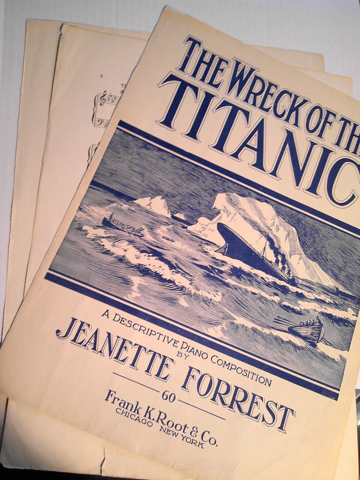 The Wreck of the Titanic, by Jeanette Forrest - sheet music, 1912 original