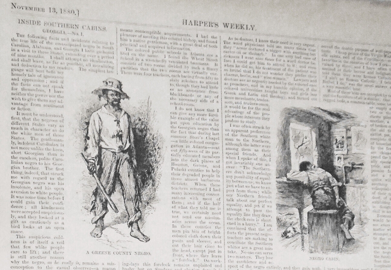 Inside Southern Cabins - 4 series of prints & stories in Harper's Weekly, 1880