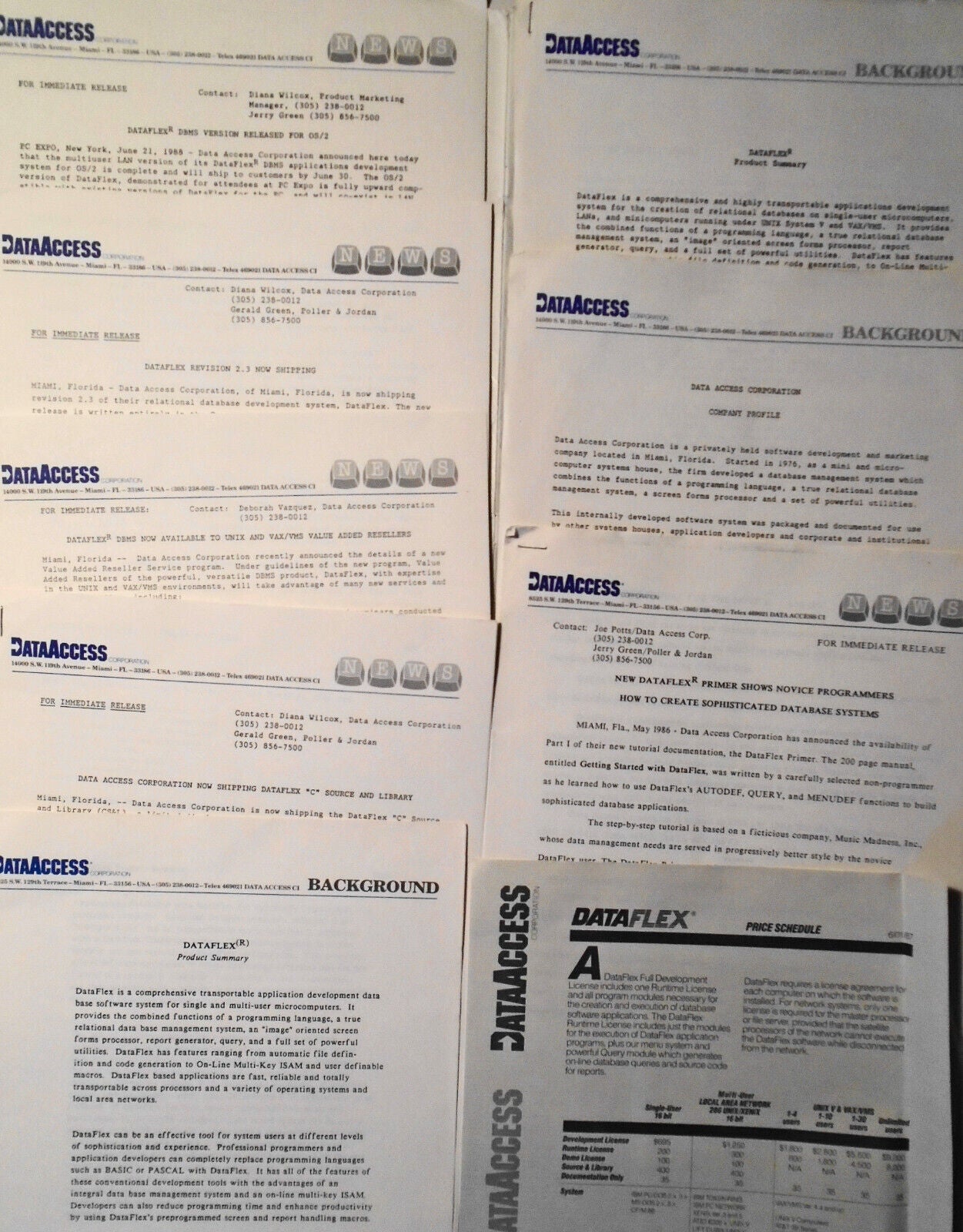 Dataflex Applications Development Database Press Kit - 1988
