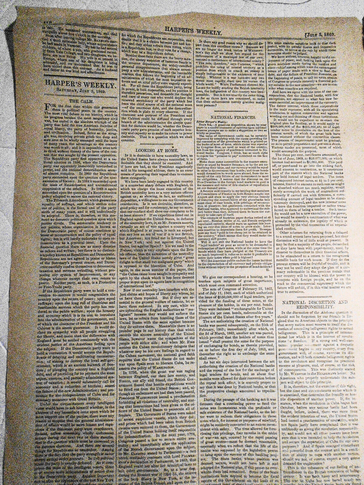 [Baseball] Cincinnati Red Stockings  Harper's Weekly July 3, 1869 - ORIGINAL