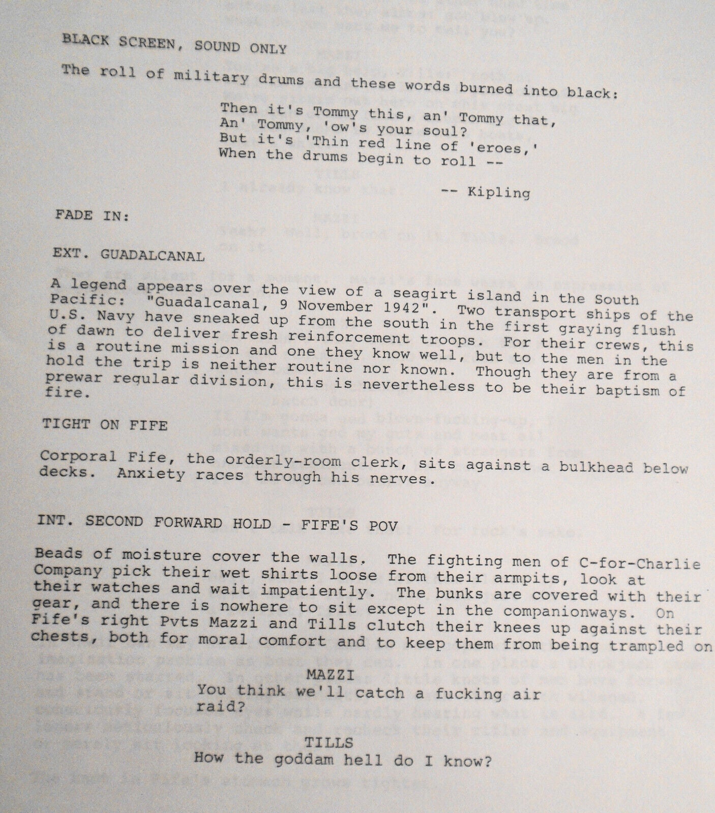 Terrence Malick - the Thin Red Line Screenplay - First Draft 1989. Very Rare