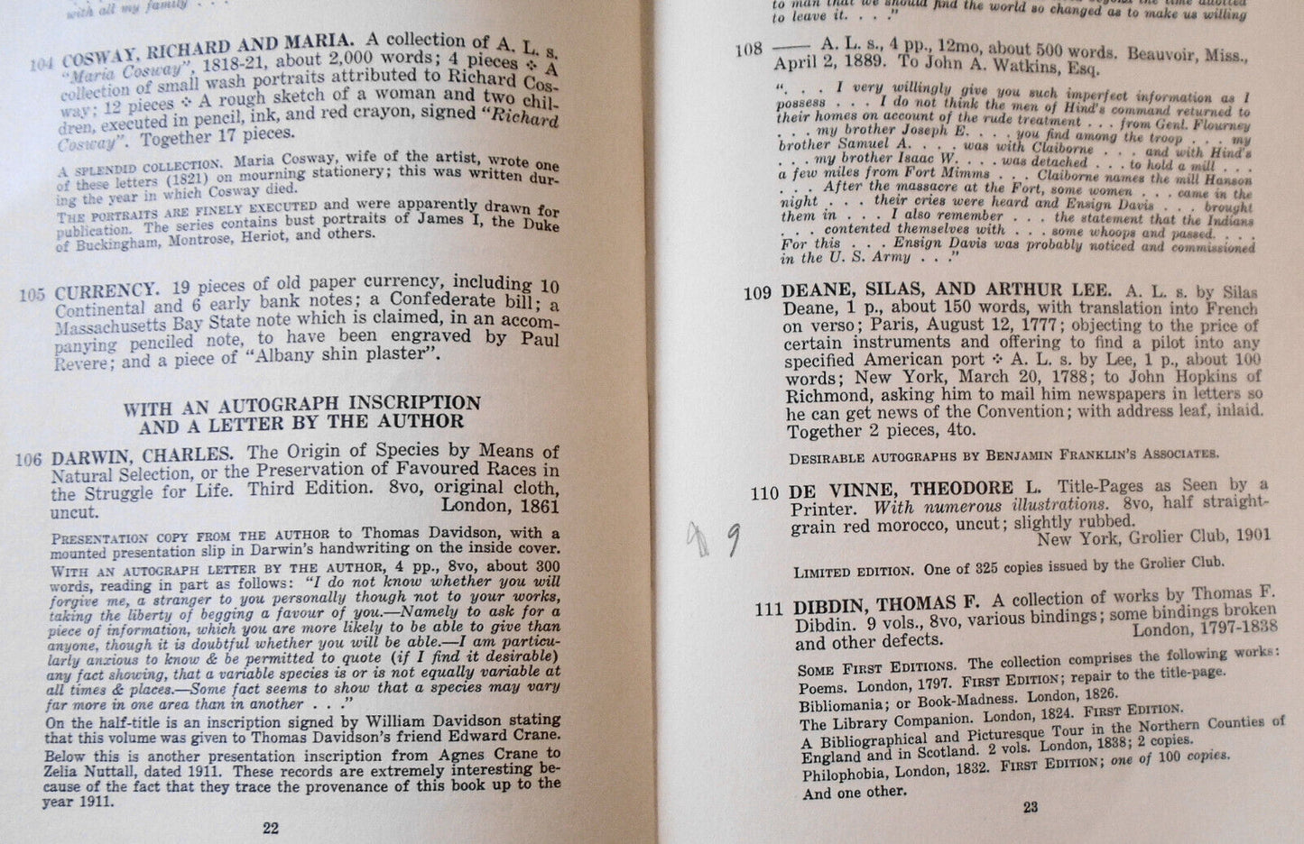Important bibliographies... John Boyd Thacher; Joseph Pennell collection - 1938