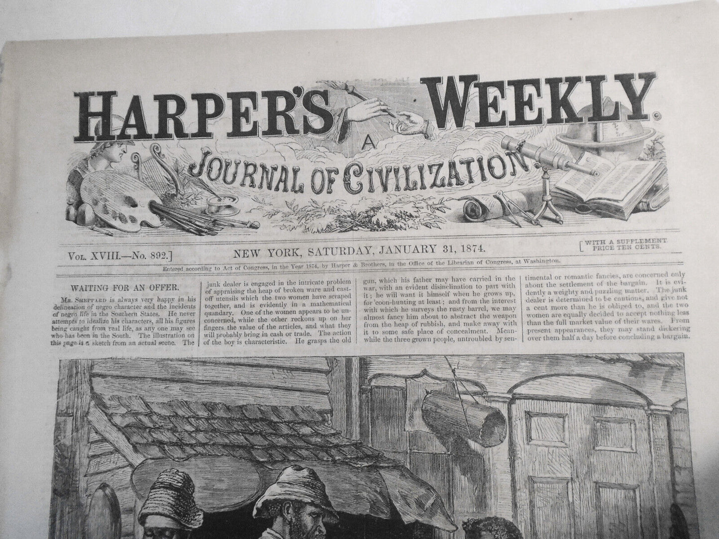 Waiting for an offer - African American junk dealer - Harper's Weekly, 1874