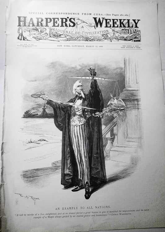 An Example To All Nations, by W. A. Rogers - Harper's Weekly March 12, 1898